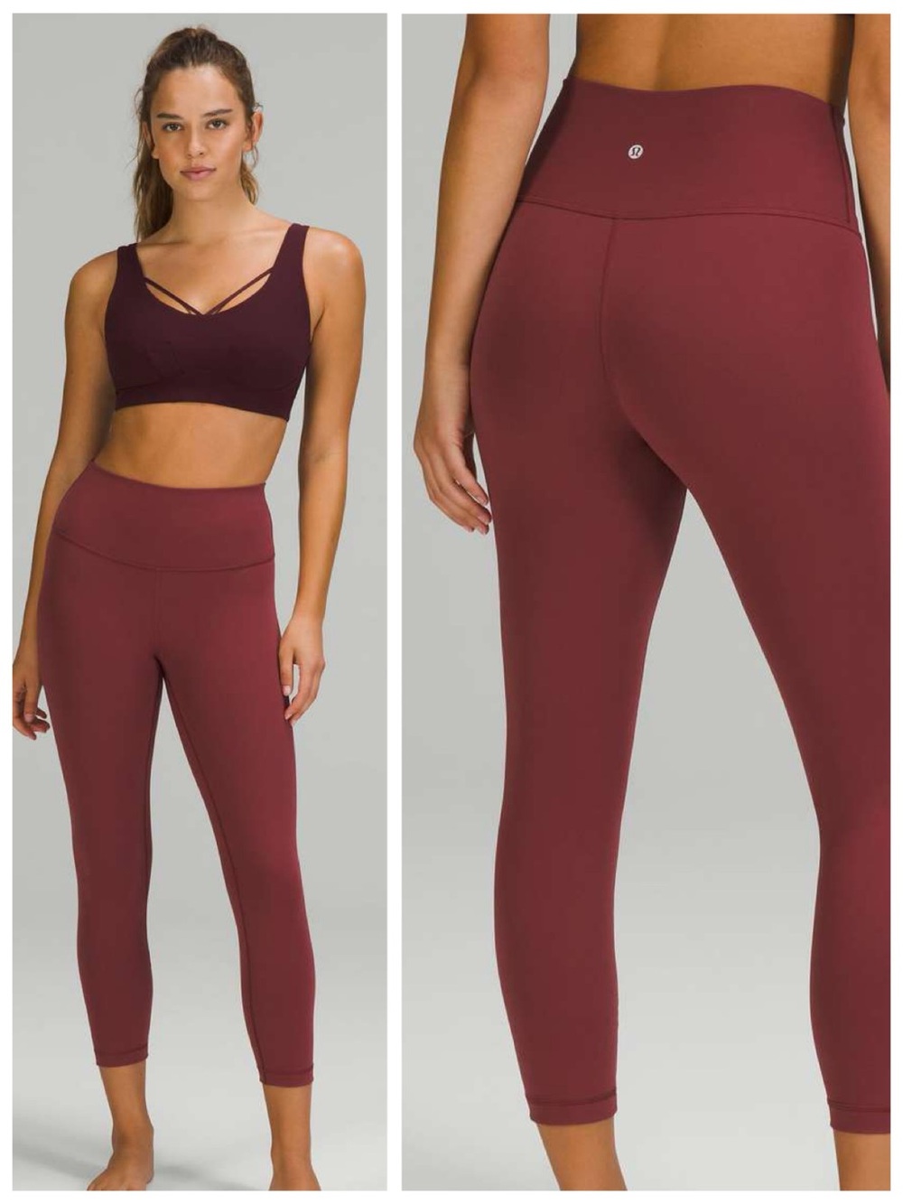 Lululemon Athletica Wunder Train High-Rise Crop 23” Leggings, Mulled Wine sz. 4